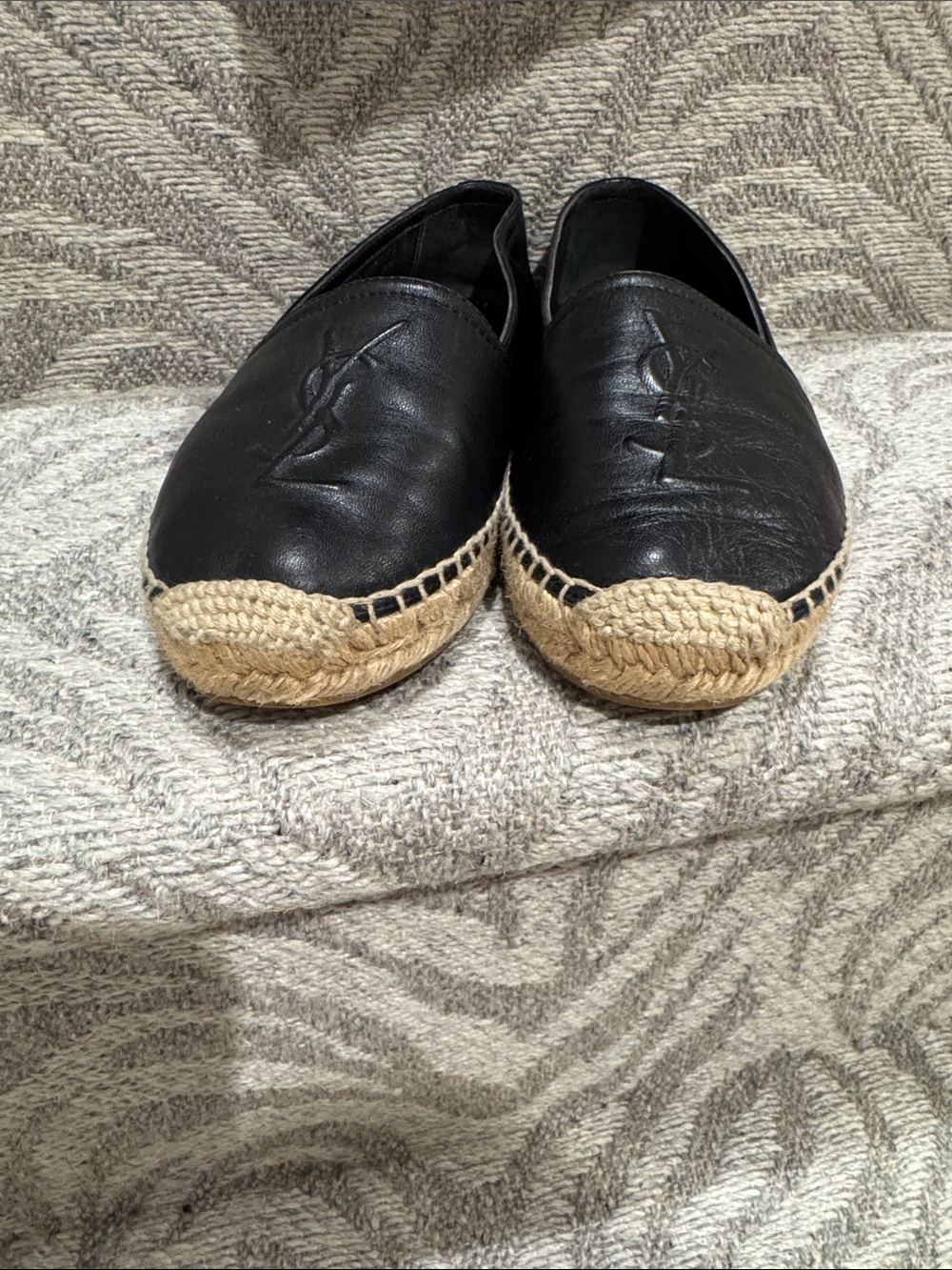 Saint Laurent Black Leather Espadrille Flats - Picture 4 of 8